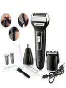 Barbeador Elétrico Kemei 3 em 1 Profissional – Raspa, Apara e Finaliza com Precisão