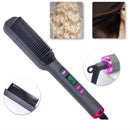 "Grey Purple 2-in-1 Electric Smooth Brush with Temperature Control, Fast Heating and Anti-Pulling Design"