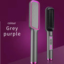 "Grey Purple 2-in-1 Electric Smooth Brush with Temperature Control, Fast Heating and Anti-Pulling Design"