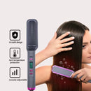 "Grey Purple 2-in-1 Electric Smooth Brush with Temperature Control, Fast Heating and Anti-Pulling Design"