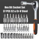 46Pcs Family Tools 1/4 Set Mechanic Tool Kits for Auto Repair Hous with Sockets Metric Hex Bit Socket Set inch Ratchet Wrench