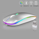 GOOJODOQ Bluetooth + 2.4G Dual-mode Mouse Rechargeable Colorful Light 800-1200-1600 DPI Noiseless Click Ergonomic Design