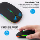 GOOJODOQ Bluetooth + 2.4G Dual-mode Mouse Rechargeable Colorful Light 800-1200-1600 DPI Noiseless Click Ergonomic Design