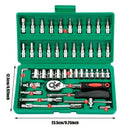 46Pcs Family Tools 1/4 Set Mechanic Tool Kits for Auto Repair Hous with Sockets Metric Hex Bit Socket Set inch Ratchet Wrench