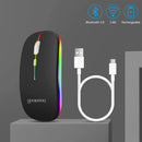 GOOJODOQ Bluetooth + 2.4G Dual-mode Mouse Rechargeable Colorful Light 800-1200-1600 DPI Noiseless Click Ergonomic Design